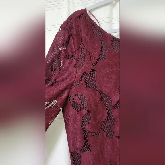 1.State Womens Lace One Shoulder Blouse  - Burgundy NWT SIZE S - Picture 6 of 12